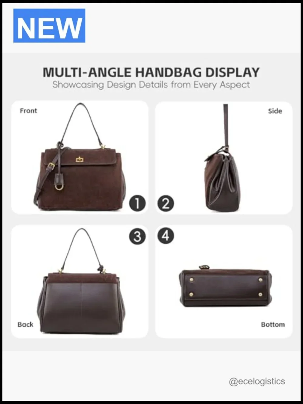 Suede & Leather Tote Bag Satchel Purse for Women Shoulder Crossbody Work